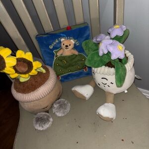 Plush Flower Pot Soft Toy - Purple & Yellow